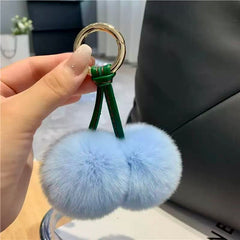 Ultra-Soft Cherry Pom Pom Keychain