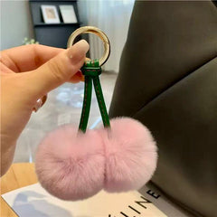 Ultra-Soft Cherry Pom Pom Keychain