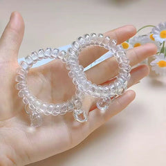 Clear Coil Hair Ties 2 Pack Waterproof & Super Stretchy