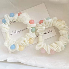 Candy Color Beaded Scrunchies 2 Pack
