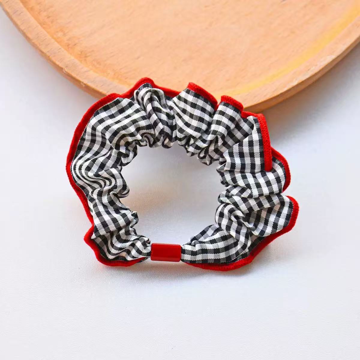 Plaid Fabric Elastic Hair Scrunchies 2-Pack