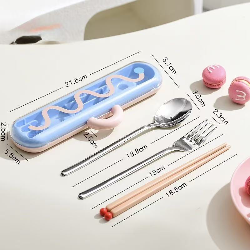 Dopamine Color Portable Cutlery Set – Spoon, Fork & Chopsticks
