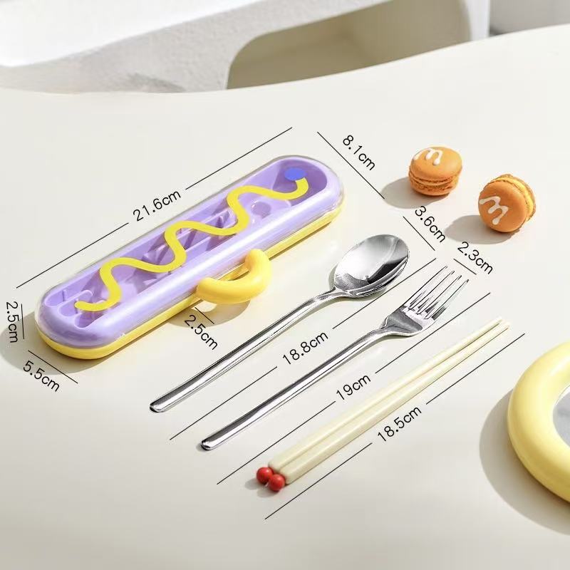 Dopamine Color Portable Cutlery Set – Spoon, Fork & Chopsticks