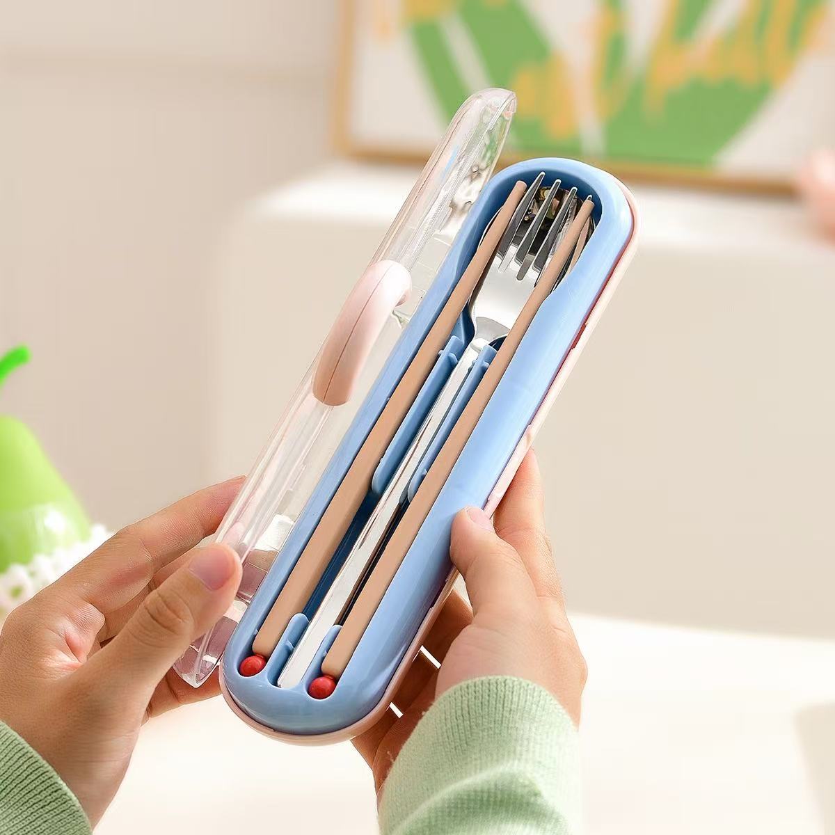 Dopamine Color Portable Cutlery Set – Spoon, Fork & Chopsticks