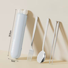 Bow Portable Stainless Steel Cutlery Set – Spoon, Fork & Chopsticks