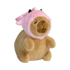 Dancing Capybara Plush Keychain with Colorful Hat