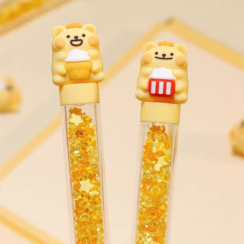 Stationery - Bear Sparkle Crystal Gel Pen 0.4mm Black Ink Assorted - Goodie Goodie