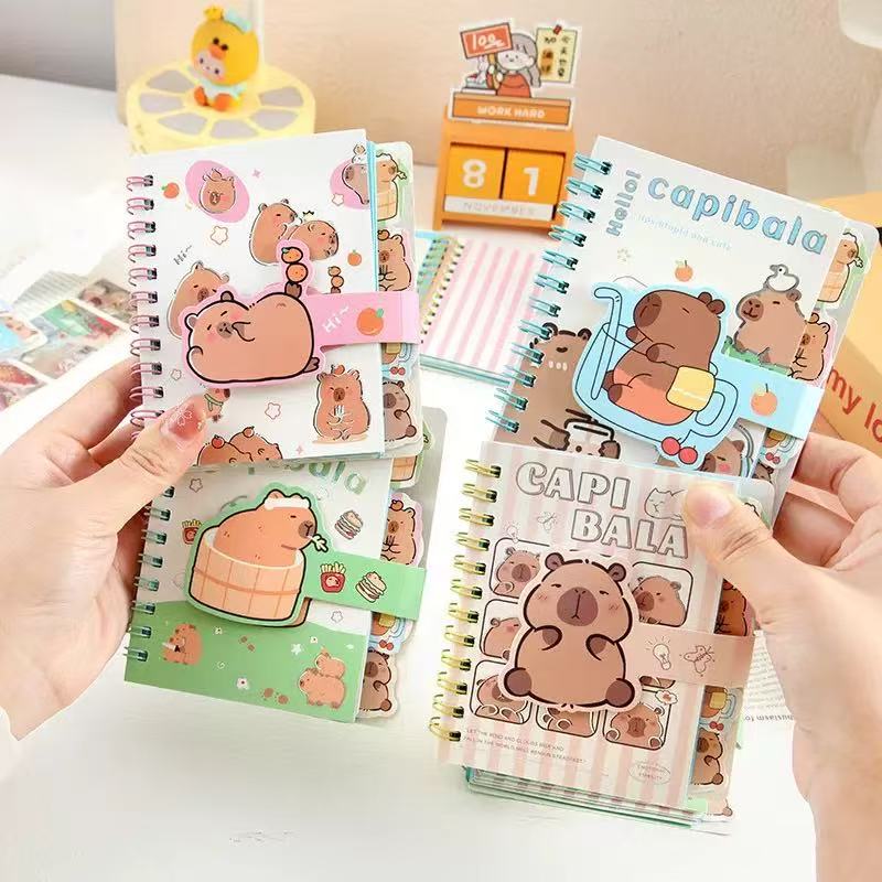 Capybara Spiral Notebook  A7 65 Pages Assorted