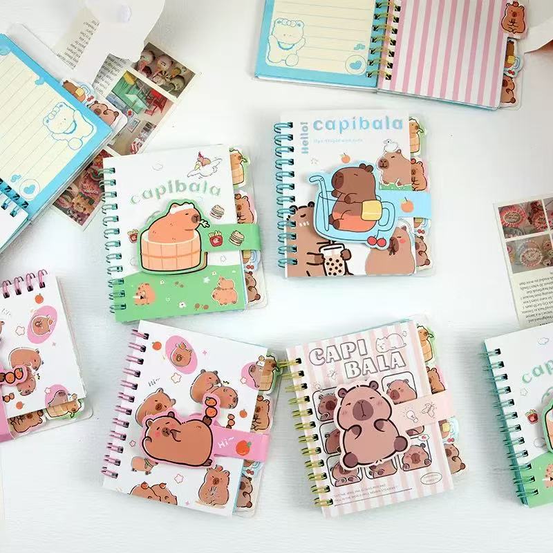 Capybara Spiral Notebook  A7 65 Pages Assorted
