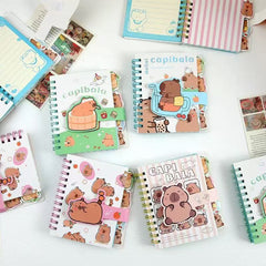 Capybara Spiral Notebook  A7 65 Pages Assorted