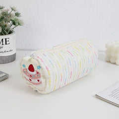 Kawaii Cake Embroidered Cylinder Pencil Case 80 × 80 × 180 mm