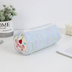 Kawaii Cake Embroidered Cylinder Pencil Case 80 × 80 × 180 mm