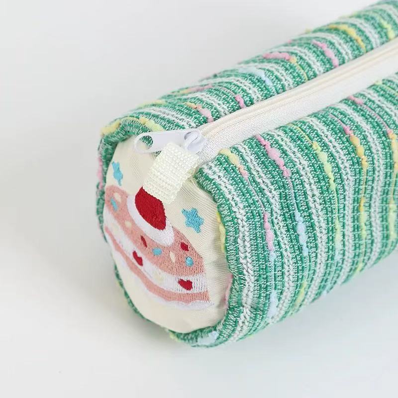 Kawaii Cake Embroidered Cylinder Pencil Case 80 × 80 × 180 mm