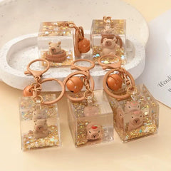 Capybara Liquid Sand Acrylic Box Keychain Assorted