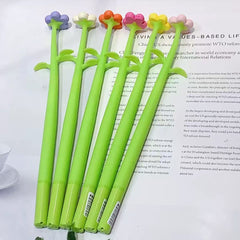 Colourful Flower Silicone Wiggle Gel Pen 0.5 mm Black Ink Assorted