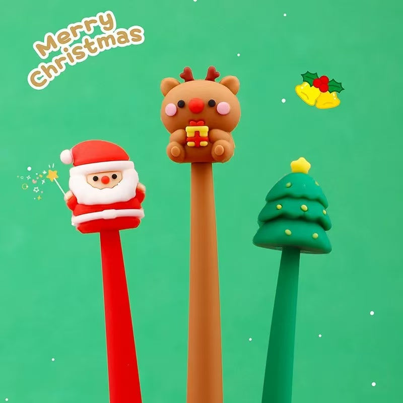 Christmas Silicone Wiggle Gel Pen 0.5mm Black Ink Assorted