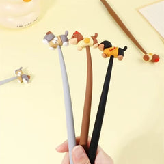 Dachshund Silicone Wiggle Gel Pen 0.5 mm Black Ink Assorted