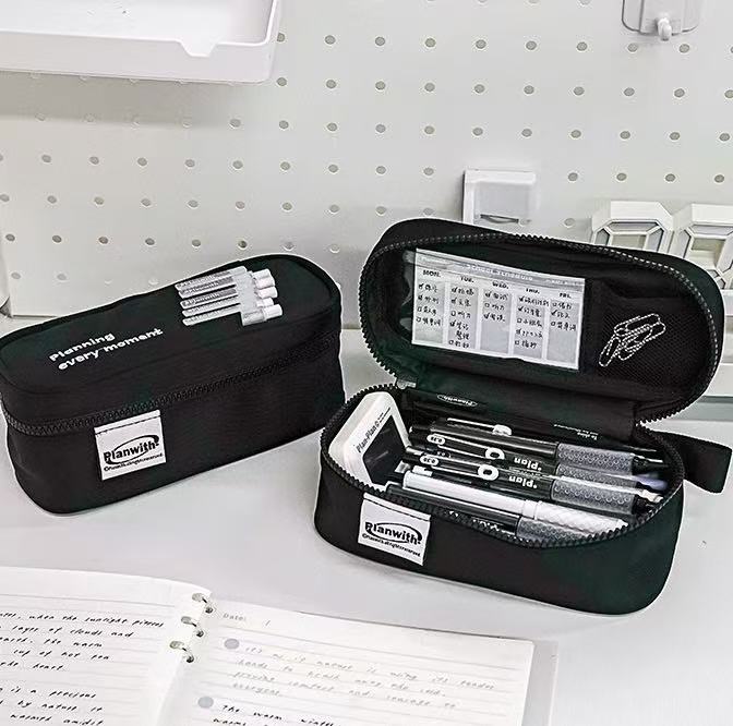 Planwith Opening Pencil Case 207 × 90 × 80 mm Black