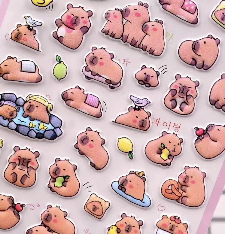 Capybara 3D Puffy Bubble Sticker Assorted