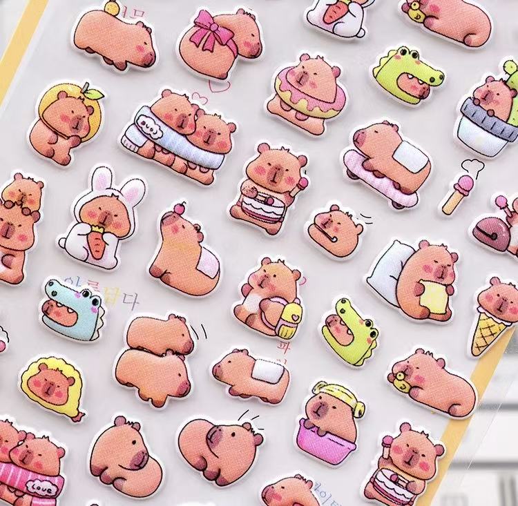 Capybara 3D Puffy Bubble Sticker Assorted