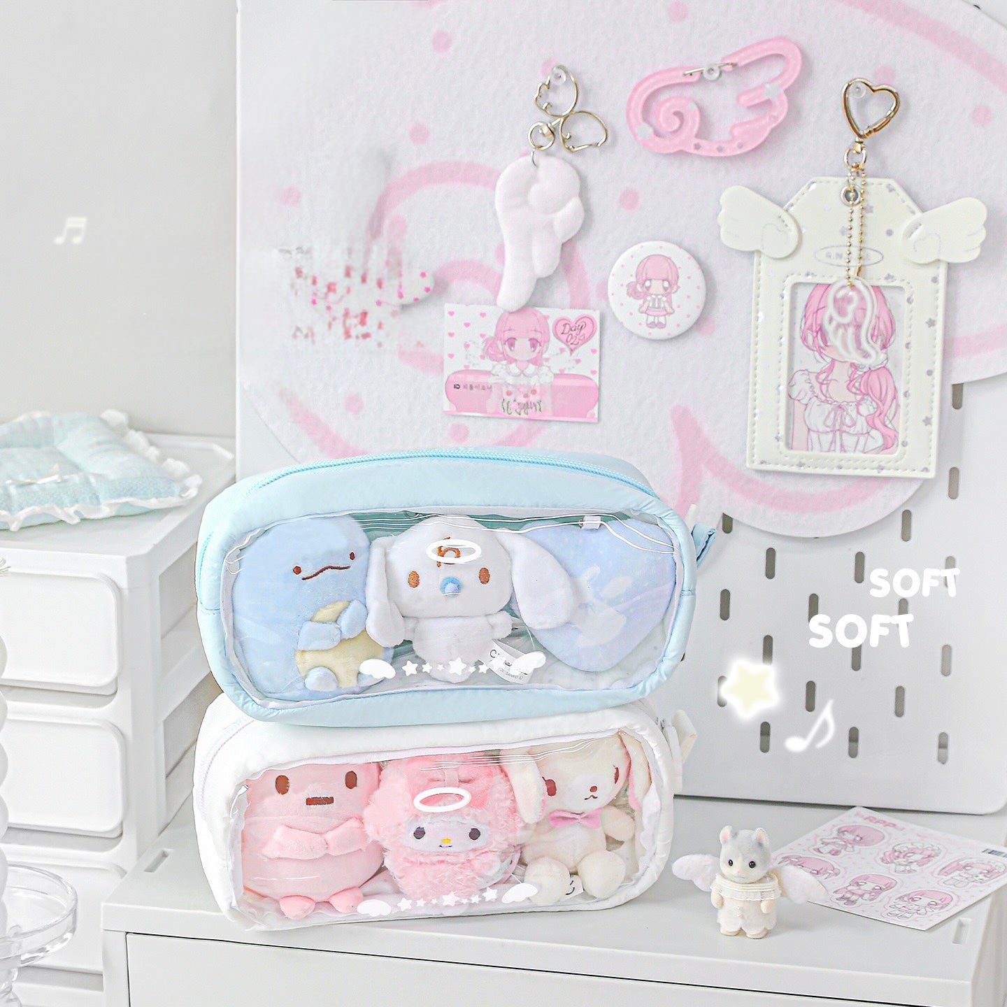 RosyPosy Angel Wing Plush Pencil Case 192 × 55 × 100 mm Blue