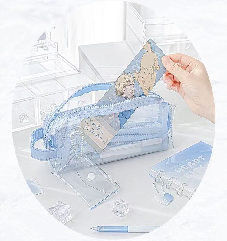 Rosyposy Large-Capacity Transparent Waterproof Pencil Case - Blue
