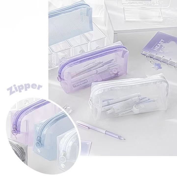 Rosyposy Large-Capacity Transparent Waterproof Pencil Case - White