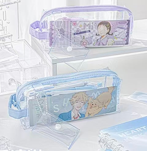Rosyposy Large-Capacity Transparent Waterproof Pencil Case - Blue