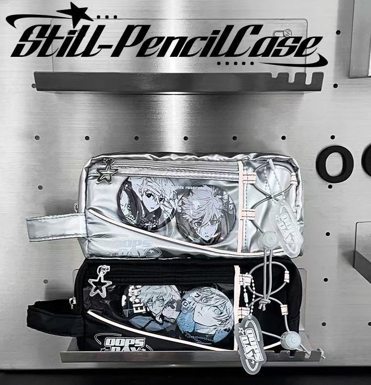 Rosyposy OOPSDAY Anime-Style Large-Capacity Pencil Case - Silver