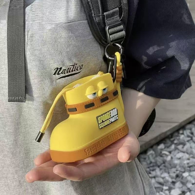 SpongeBob Series Silicone Boot-Shaped Earphone Case & Coin Purse Keychain