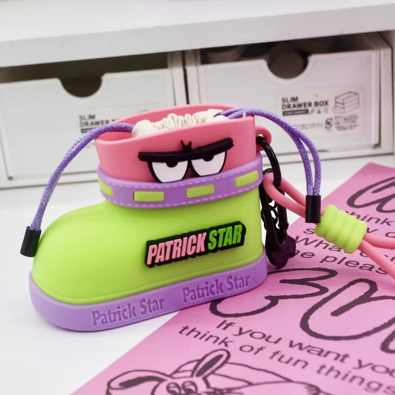 SpongeBob Series Silicone Boot-Shaped Earphone Case & Coin Purse Keychain