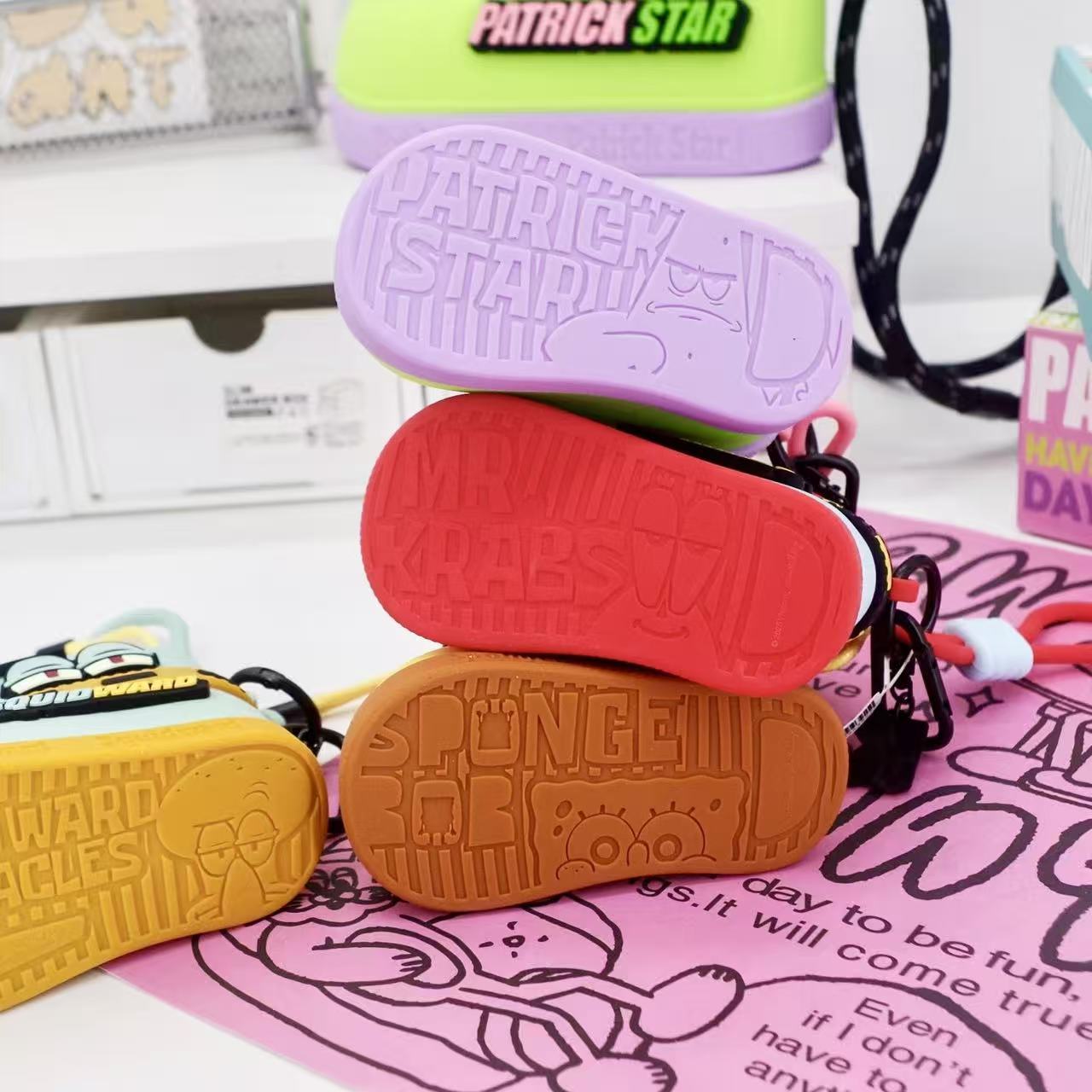 SpongeBob Series Silicone Boot-Shaped Earphone Case & Coin Purse Keychain