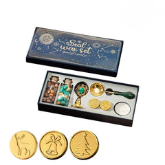 Christmas-Themed Vintage Wax Seal Stamp 7-Piece Set – Green Handle