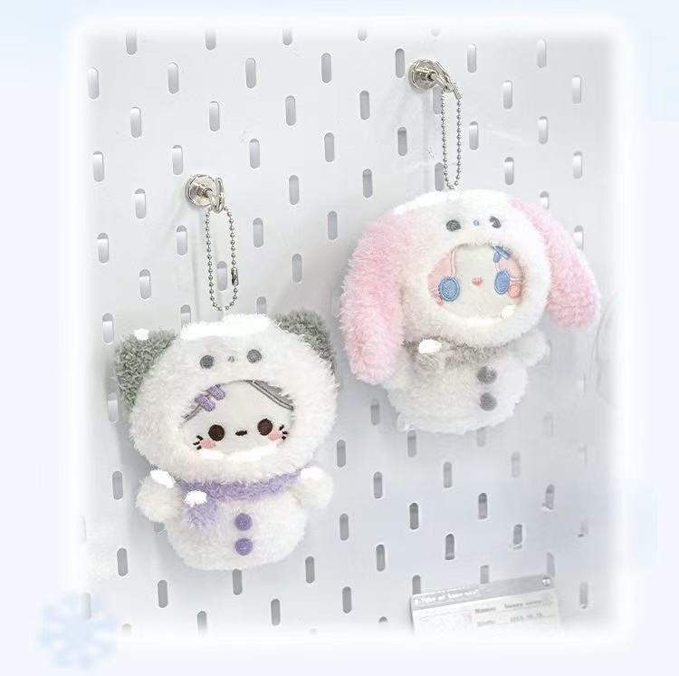 Rosyposy Snowman Plush Toy 120mm Keychain - Purple Kitten
