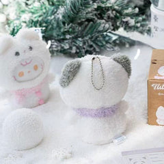 Rosyposy Snowman Plush Toy Keychain 120mm - Pink Kitten