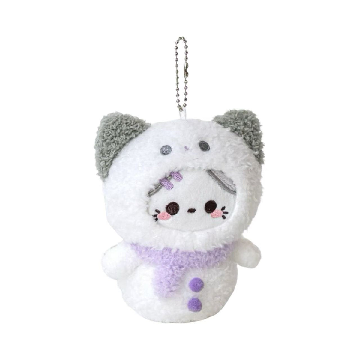 Rosyposy Snowman Plush Toy 120mm Keychain - Purple Kitten