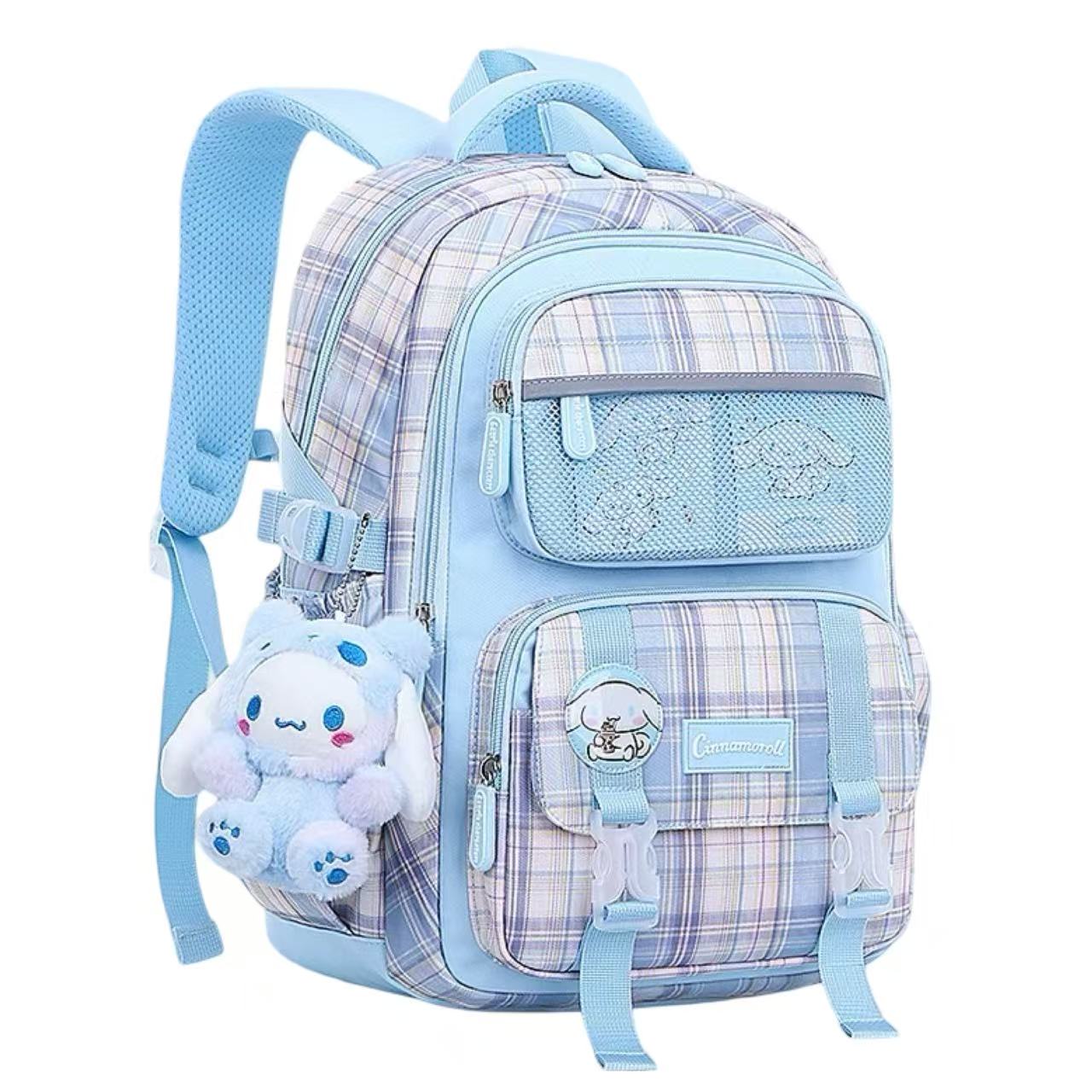 Sanrio Plaid Backpack 31×15×41.5 cm - Cinamoroll