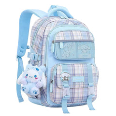 Sanrio Plaid Backpack 31×15×41.5 cm - Cinamoroll