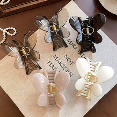 French-Style Butterfly Hair Claw Clip 10 cm – Cream White