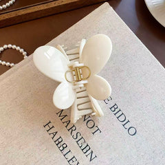 French-Style Butterfly Hair Claw Clip 10 cm – Cream White