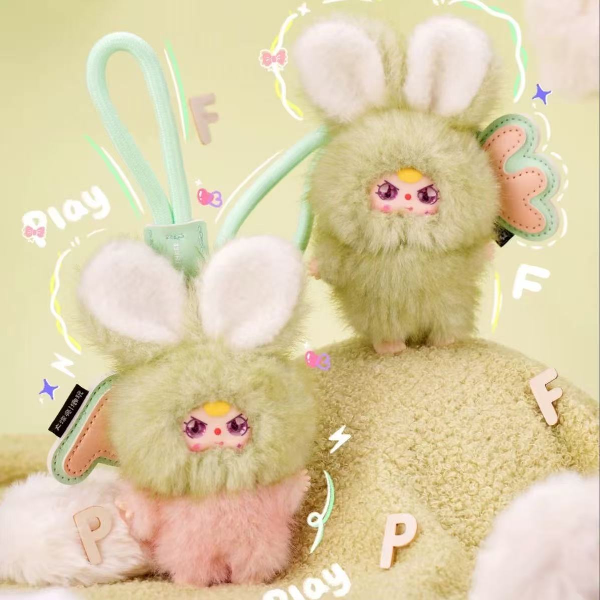 Baby Three Super Mini Bunny Plush Alphabet Keychain Blind Box