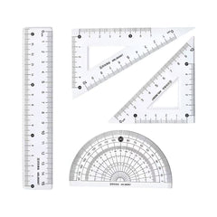 15cm Transparent Plastic Geometry Ruler Set – 4 Pieces