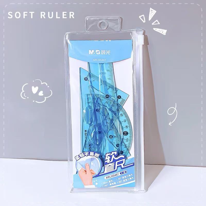 15cm Flexible Geometry Ruler Set 4 Pieces Assorted