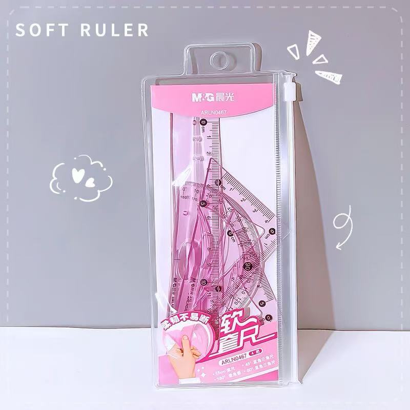 15cm Flexible Geometry Ruler Set 4 Pieces Assorted