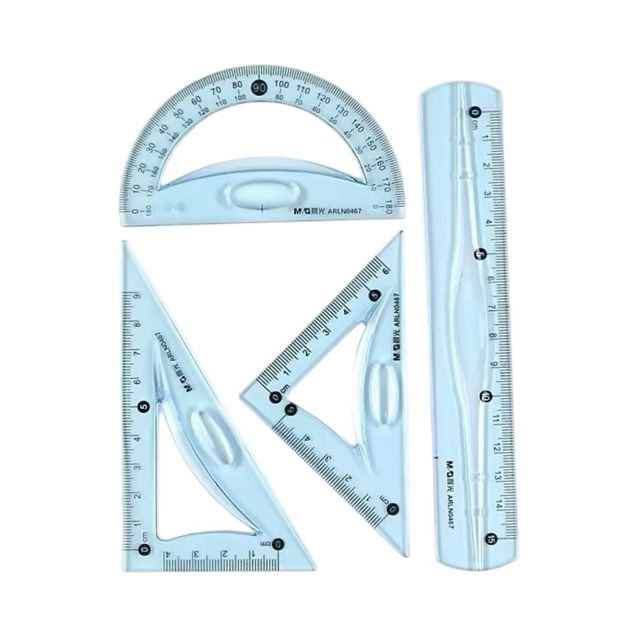 15cm Flexible Geometry Ruler Set 4 Pieces Assorted