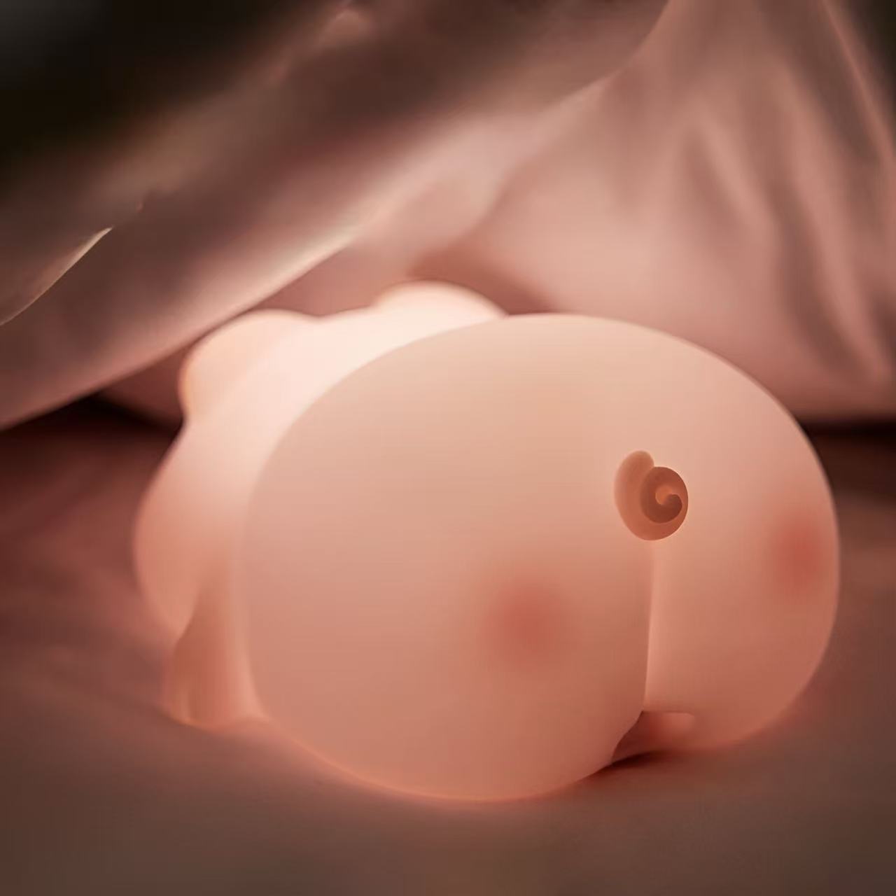 Pink Pig Squishy Silicone Night Light