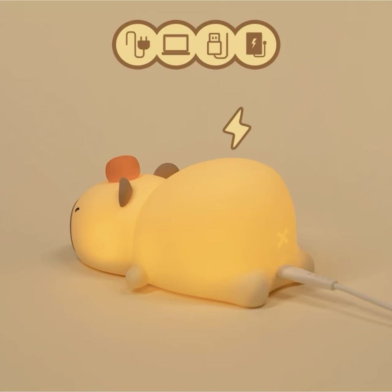 Lying Capybara Squishy Silicone Night Light