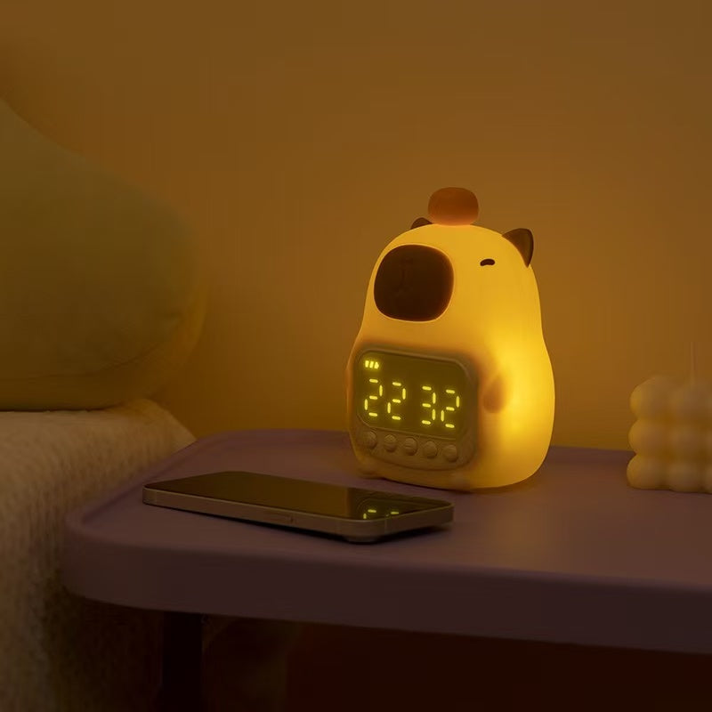 Capybara Squishy Silicone Night Light Alarm Clock