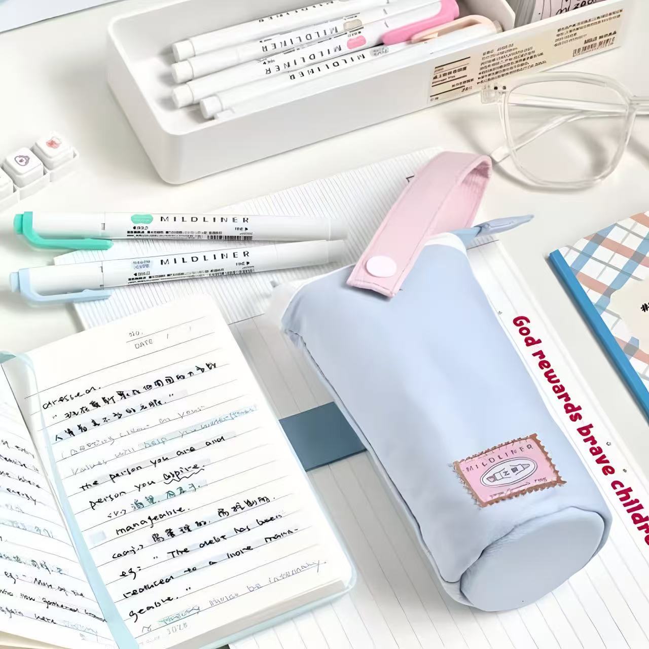 Zebra Mildliner Highlighter 12-Colour Set with Pencil Case & Dot Journal