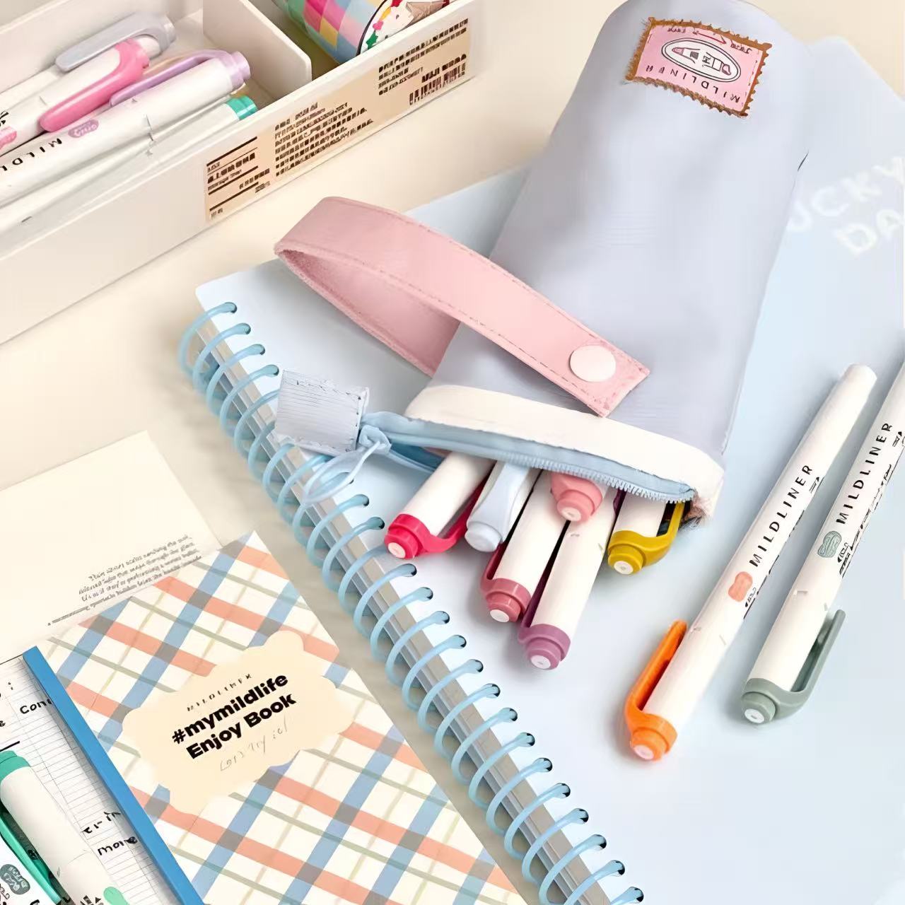 Zebra Mildliner Highlighter 12-Colour Set with Pencil Case & Dot Journal